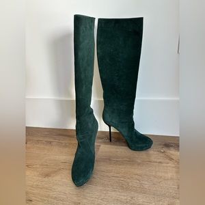 Giuseppe Zanotti Green Suede High Boots with Box Size 39